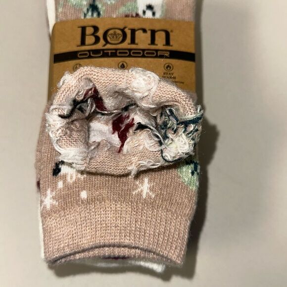 BORN Outdoor White Tan Burgundy White US W 4-10 Super Soft Wool Blend Socks 4pk - Picture 5 of 8